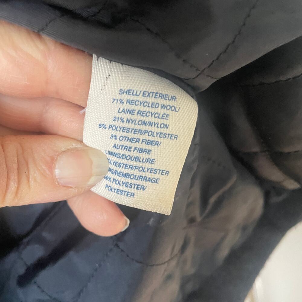 Old Navy Charcoal Double-Breasted Peacoat Size M Wool Blend Quilted Liner - Picture 7 of 9
